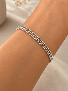 925 Sterling Silver Triple Layer Circle Bracelet Dainty Bracelet